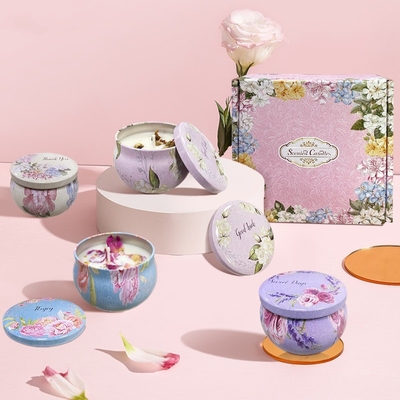 Ensemble sec parfumé adapté aux besoins du client de cadeau de Crystal Soy Wax Tin Candle de fleur de marque de distributeur