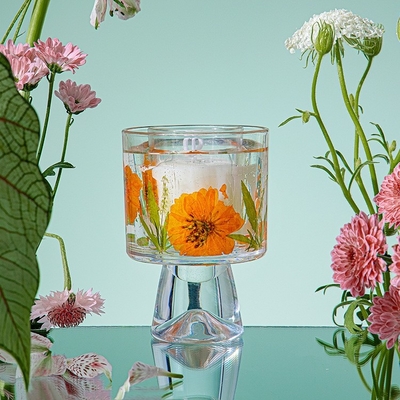 La cire en verre de gel de pot de fleur sèche décorative faite sur commande de cadeau de label a flairé Jelly Candles