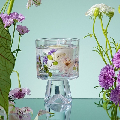 La cire en verre de gel de pot de fleur sèche décorative faite sur commande de cadeau de label a flairé Jelly Candles