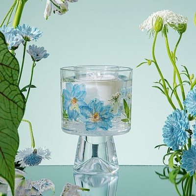 La cire en verre de gel de pot de fleur sèche décorative faite sur commande de cadeau de label a flairé Jelly Candles