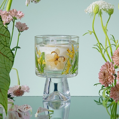 La cire en verre de gel de pot de fleur sèche décorative faite sur commande de cadeau de label a flairé Jelly Candles