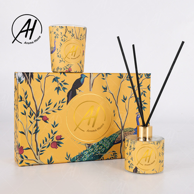 Le pot en verre Fireless de style nordique de label a flairé des bougies Reed Diffuser Set With Box