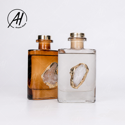 Arome d'or Reed Diffuser 180ML d'huile essentielle de bouteille en verre de couvercle de place de rotin de fibre