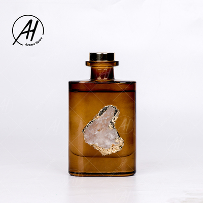 Arome d'or Reed Diffuser 180ML d'huile essentielle de bouteille en verre de couvercle de place de rotin de fibre