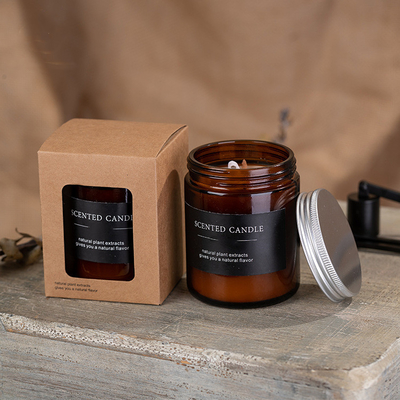 Couleur 180g de Brown de bougies de soja de pot d'Amber Glass Soy Wax Scented