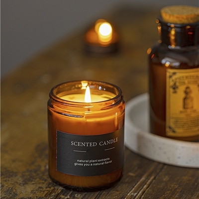 Couleur 180g de Brown de bougies de soja de pot d'Amber Glass Soy Wax Scented