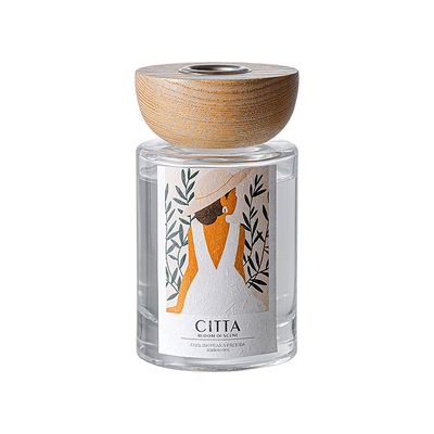 Bouteille Reed Diffuser With Wooden Lid en verre de parfum de parfum d'huile essentielle d'Aromatherapy