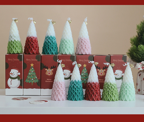 Bougie parfumée de Noël de MAISON d'AROME d'arbre de forme de nouveauté de cire de luxe en gros de soja