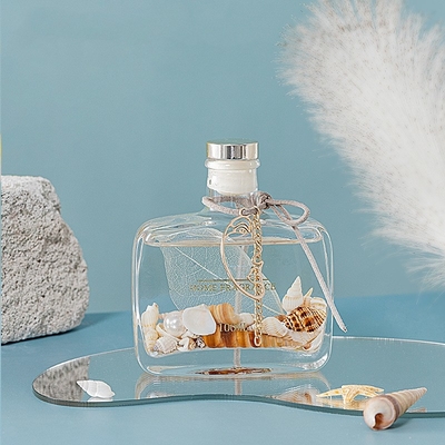 L'océan unique de conteneur de couverture de boîte-cadeau de bouteilles a flairé l'huile Reed Diffuser de verre