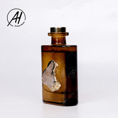 Amber Grey Glass Bottle Crystal Fragrance Reed Diffuser sans fumée 180ML pour la maison