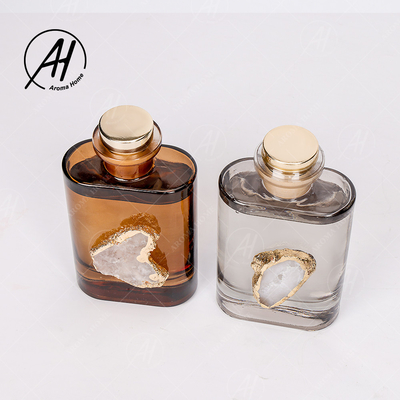 Amber Grey Glass Bottle Crystal Fragrance Reed Diffuser sans fumée 180ML pour la maison