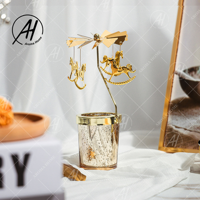 Bougie tournante de maison d'arome de lampe de cheval de trot de pot de bougie en verre en vrac de parfum