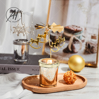 Bougie tournante de maison d'arome de lampe de cheval de trot de pot de bougie en verre en vrac de parfum