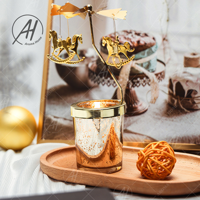 Bougie tournante de maison d'arome de lampe de cheval de trot de pot de bougie en verre en vrac de parfum