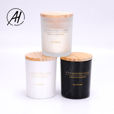 Grande bougie 100% blanche noire parfumée de station thermale de cire de soja de Matte Glass Jar d'huile essentielle