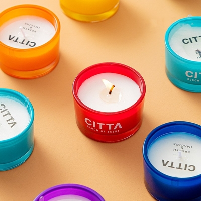 Bougie parfumée en verre de décoration colorée 7pcs de soja de boîte-cadeau de luxe de la cire D Opamine