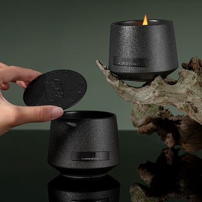 Parfum personnalisé cadeau en céramique noire bougie parfumée pour la décoration intérieure