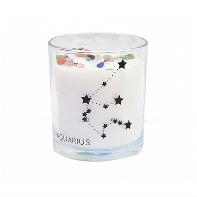 Verre fait sur commande de luxe de cire en gros de soja imprimant le pot parfumé de bougie