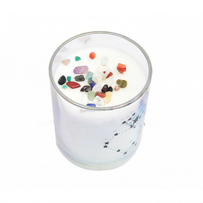 Verre fait sur commande de luxe de cire en gros de soja imprimant le pot parfumé de bougie