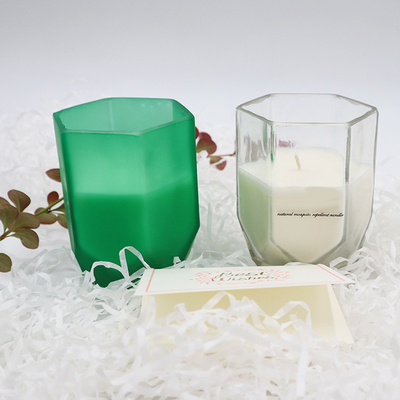 Bougie parfumée de cire de soja de maison d'arome avec le pot adapté aux besoins du client de bougie d'hexagone pour la décoration à la maison