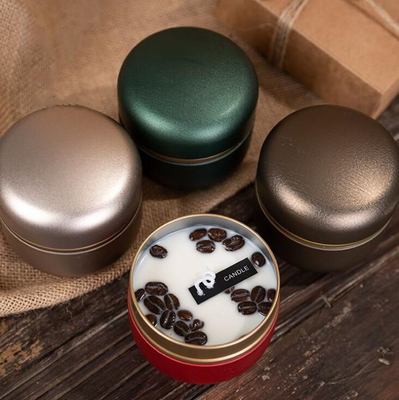 La cire de soja d'OEM a givré les grains de café Tin Can Candle 10cl pour Noël