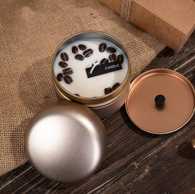 La cire de soja d'OEM a givré les grains de café Tin Can Candle 10cl pour Noël