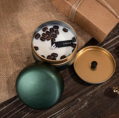 La cire de soja d'OEM a givré les grains de café Tin Can Candle 10cl pour Noël