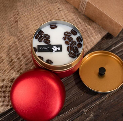 La cire de soja d'OEM a givré les grains de café Tin Can Candle 10cl pour Noël