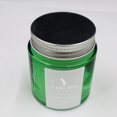 La cire de soja a flairé Mason Jar Candles Coconut Oil fait maison en verre vert