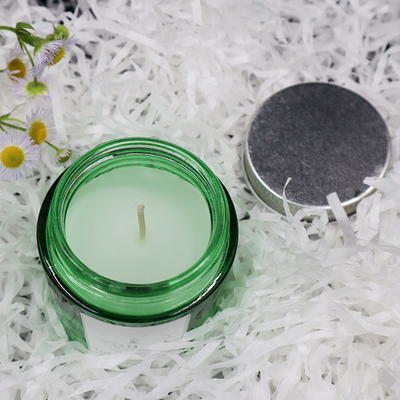 La cire de soja a flairé Mason Jar Candles Coconut Oil fait maison en verre vert