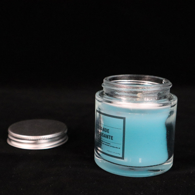 le pot en verre bleu fait maison de confiture de 12 onces mire la lavande flairée pour la salle de bains de chambre à coucher