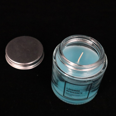 le pot en verre bleu fait maison de confiture de 12 onces mire la lavande flairée pour la salle de bains de chambre à coucher