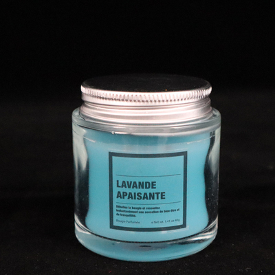 le pot en verre bleu fait maison de confiture de 12 onces mire la lavande flairée pour la salle de bains de chambre à coucher