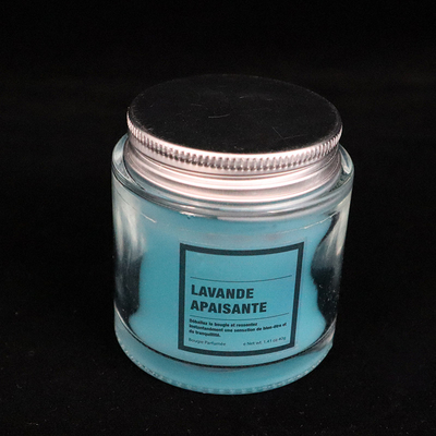 le pot en verre bleu fait maison de confiture de 12 onces mire la lavande flairée pour la salle de bains de chambre à coucher