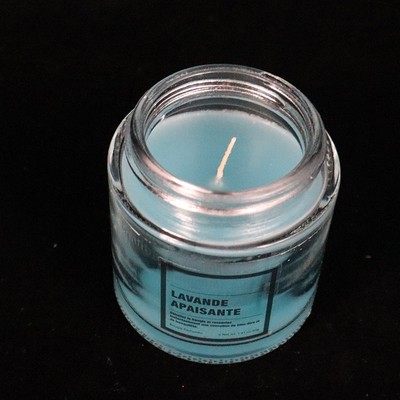 le pot en verre bleu fait maison de confiture de 12 onces mire la lavande flairée pour la salle de bains de chambre à coucher