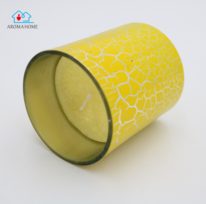 bougie parfumée plaquée jaune du pot 9cl en verre avec le modèle criqué
