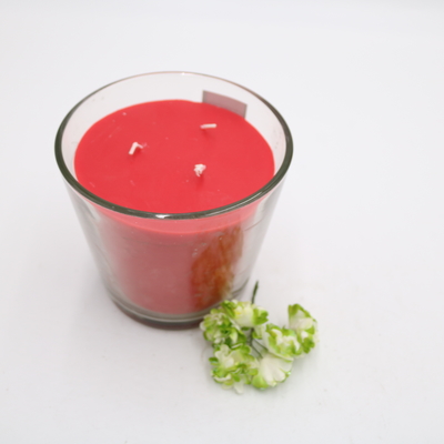 La coutume de maison d'arome a flairé la bougie simple rouge de paraffine en verre incliné