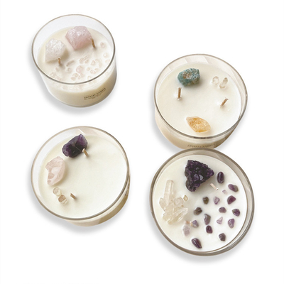 6 le pot en verre de mèche de l'once 2 a flairé la bougie avec tout le soja naturel