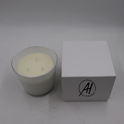 Le grand pot en verre blanc de 3 mèches a flairé le conteneur 24oz de bougie pour la Chambre