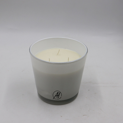 Le grand pot en verre blanc de 3 mèches a flairé le conteneur 24oz de bougie pour la Chambre