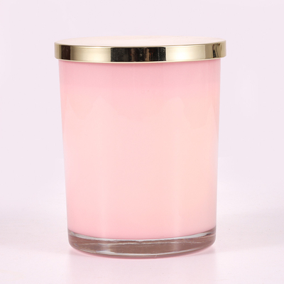 Impression rose de fleur de la bougie flairée par pot en verre 415g avec le couvercle en métal