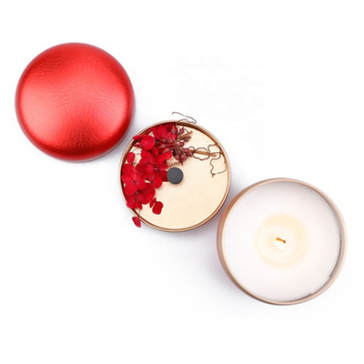 Rond d'ODM 6 once Tin Container Candle Red Green avec le grain de café