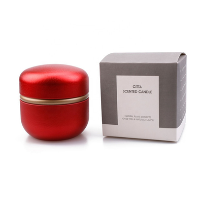 Rond d'ODM 6 once Tin Container Candle Red Green avec le grain de café