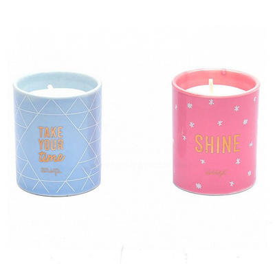 Cire rose bleue de soja grande bougie en céramique dans le pot 16oz de poterie