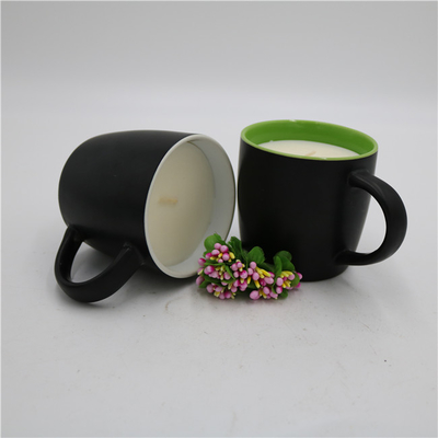 Bougie parfumée de tasse de thé de Matte Black Ceramic Citronella Candle