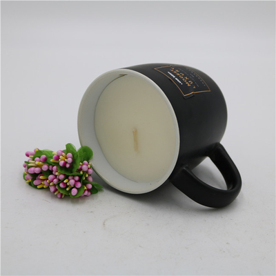 Bougie parfumée de tasse de thé de Matte Black Ceramic Citronella Candle