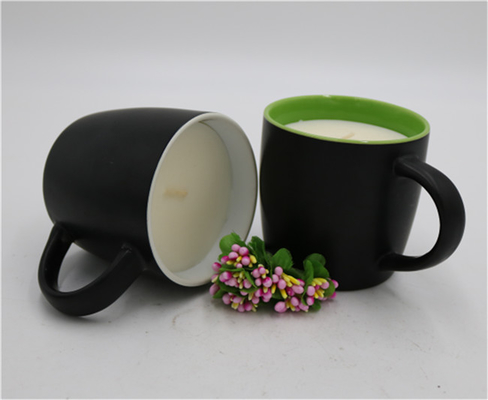 Bougie parfumée de tasse de thé de Matte Black Ceramic Citronella Candle