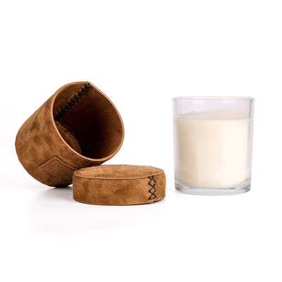 Les bougies en verre simples de pot de veste de peau de daim d'Odm ont flairé