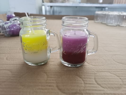 Cire de soja de maison d'arome Mason Jar Custom Scented Candle mignon avec la poignée